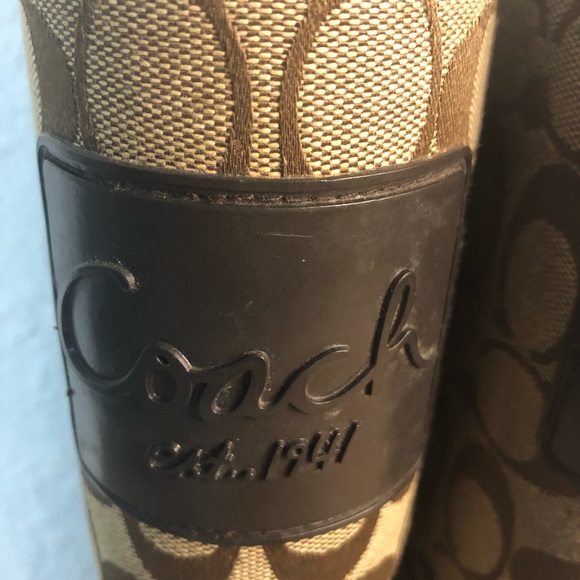 Authentic Coach Size 6 Knee High Rubber Jacquard Boots - Picture 4 of 16